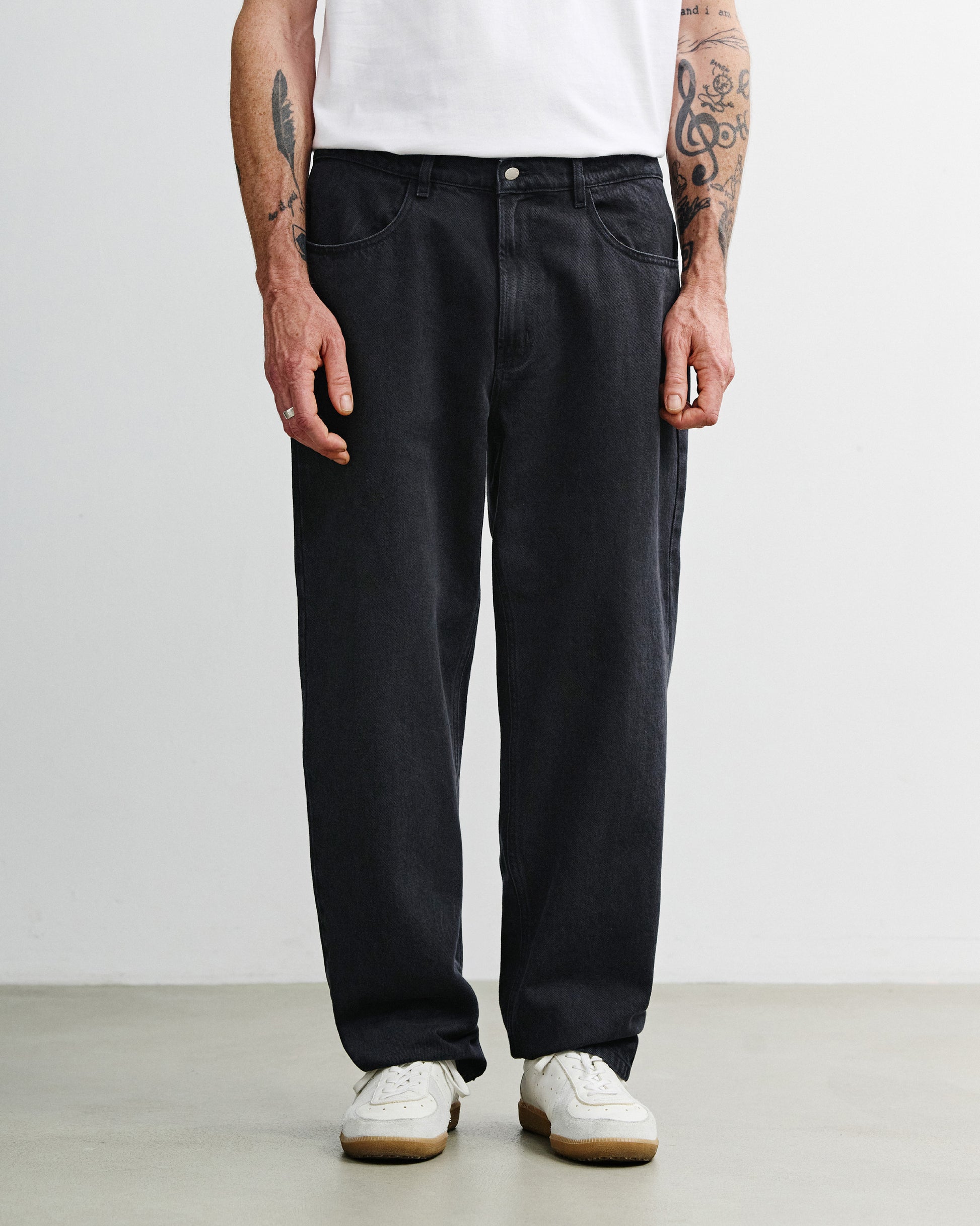 Straight Leg Jeans Herr Organic Cotton Washed Black
