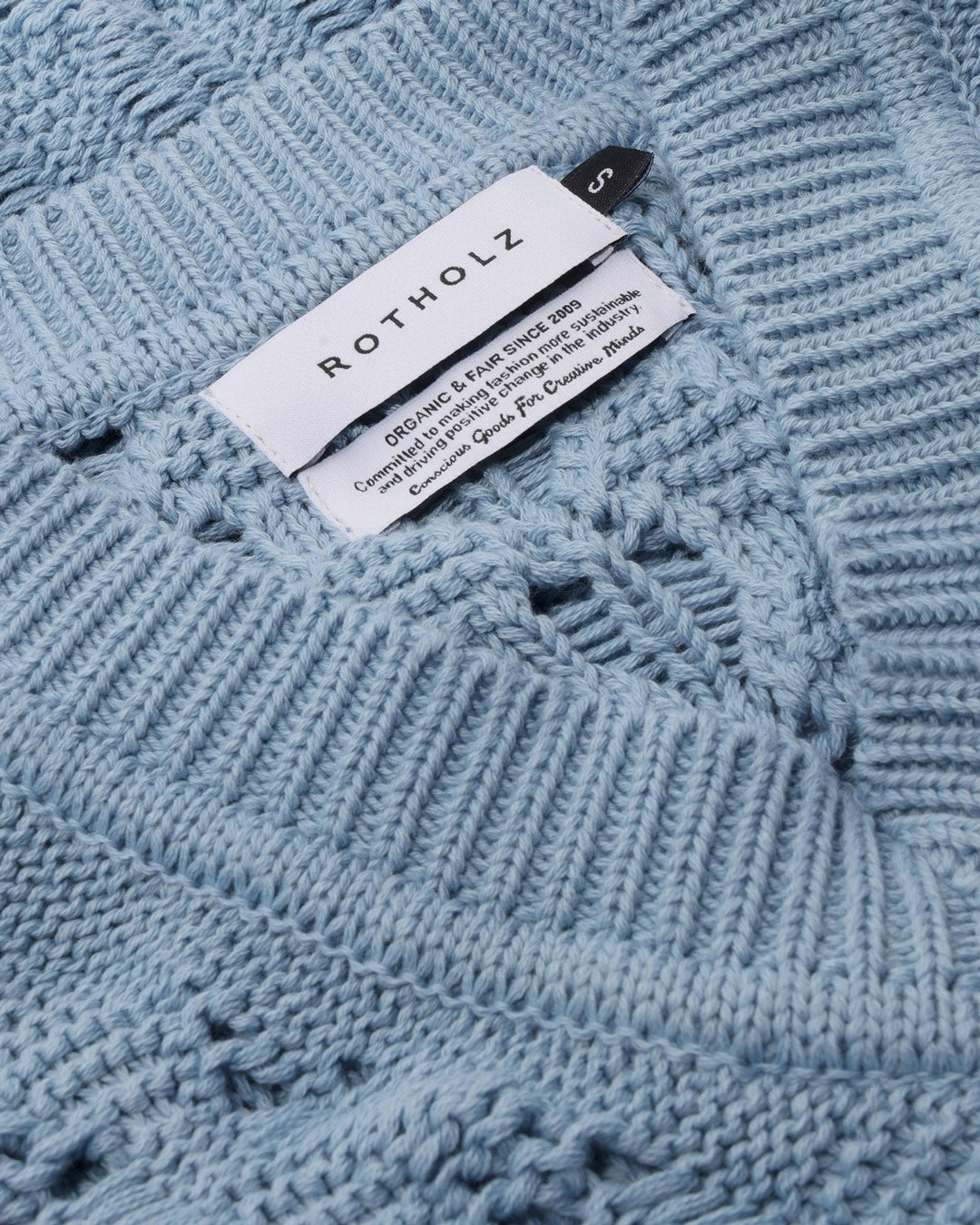 Wide Knit Vest Organic Cotton Soft Blue