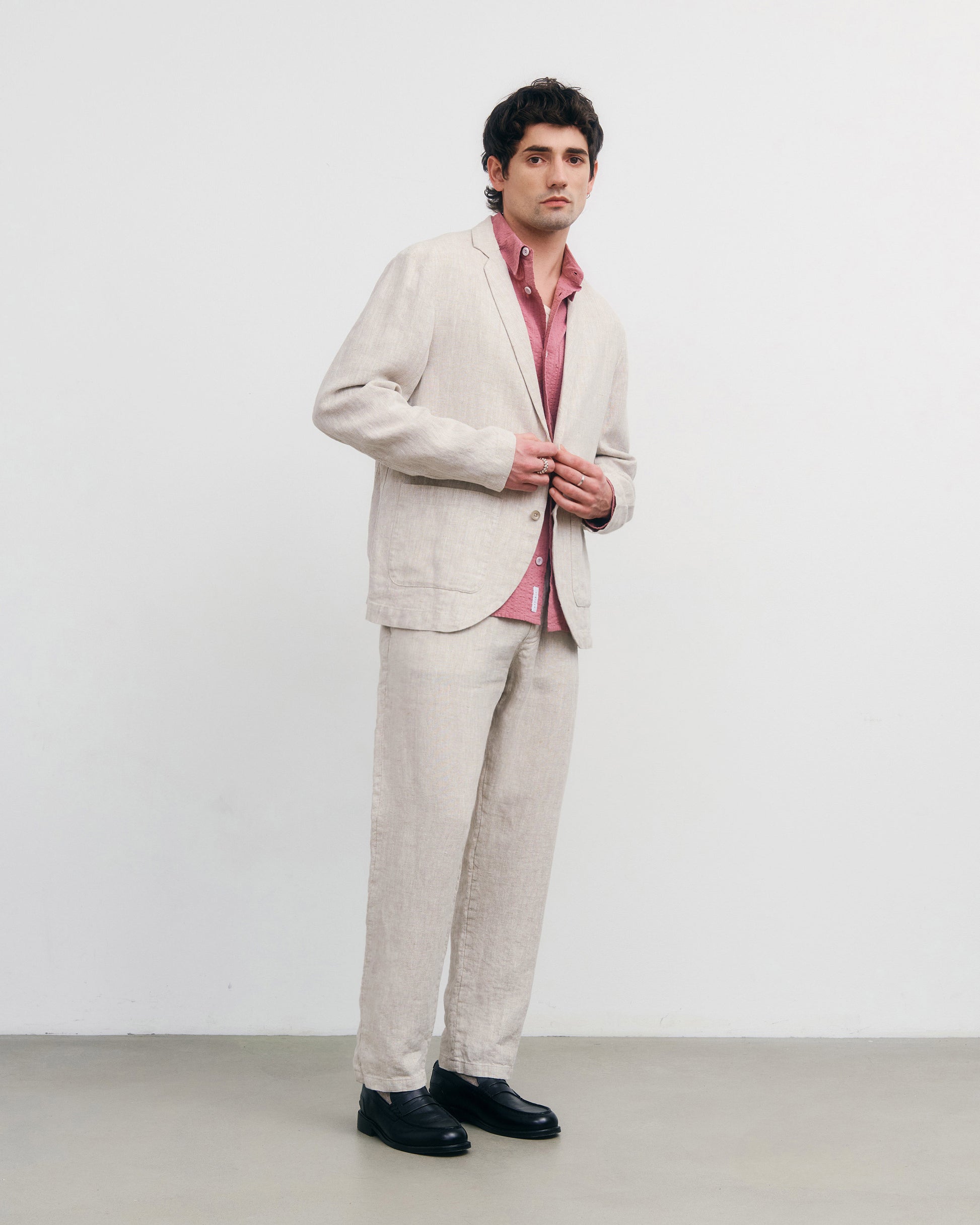 Workwear Linen Blazer Natural White