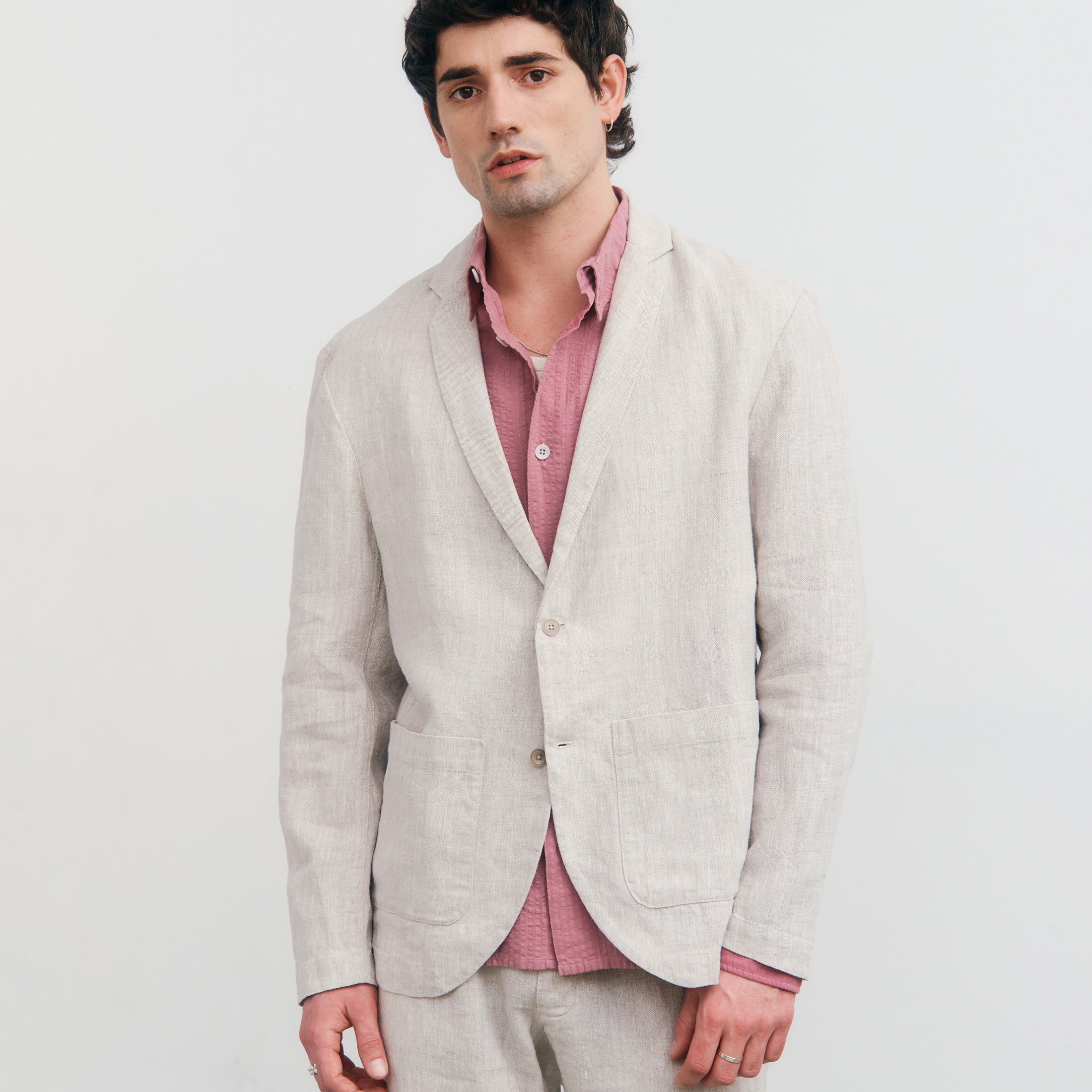Workwear Linen Blazer Natural White