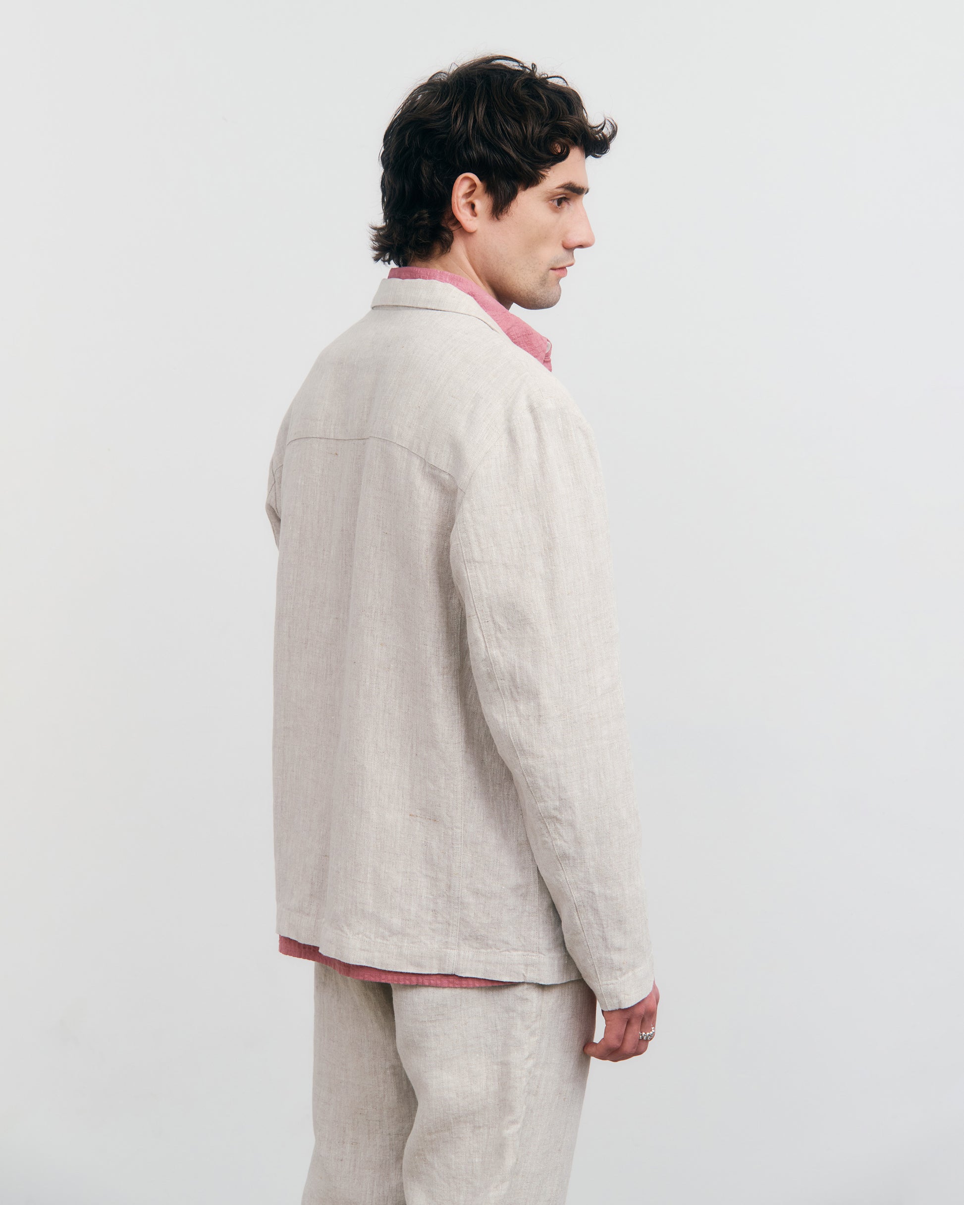 Workwear Linen Blazer Natural White