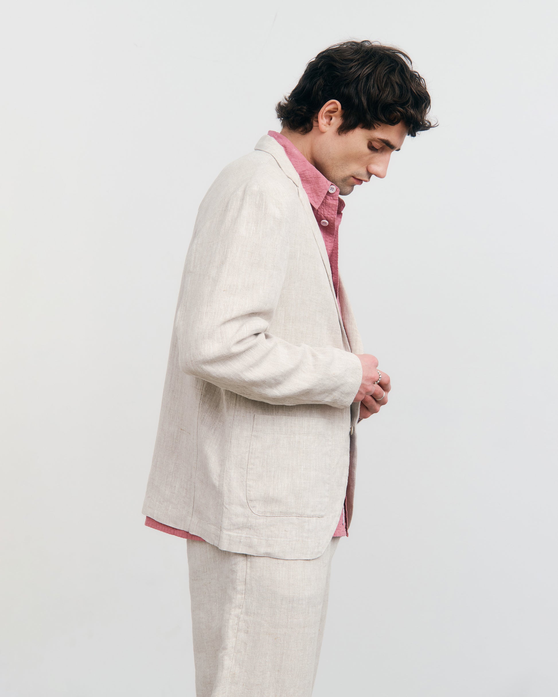 Workwear Linen Blazer Natural White