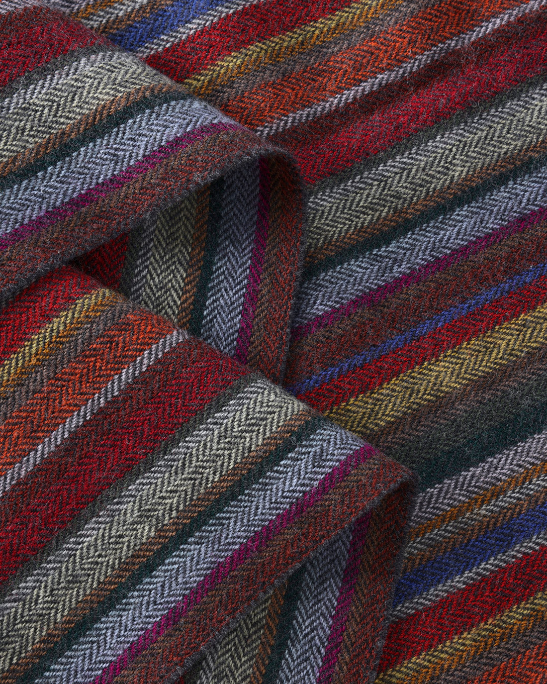 Merino Wool Woven Scarf Multi Stripe 182x50cm