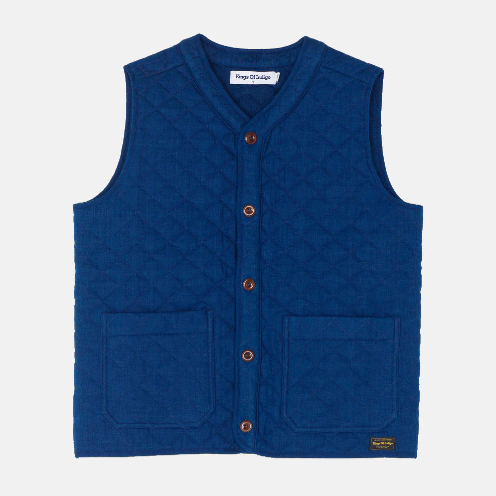 Abbas Vest Quilt Solid Indigo - KINGS OF INDIGO