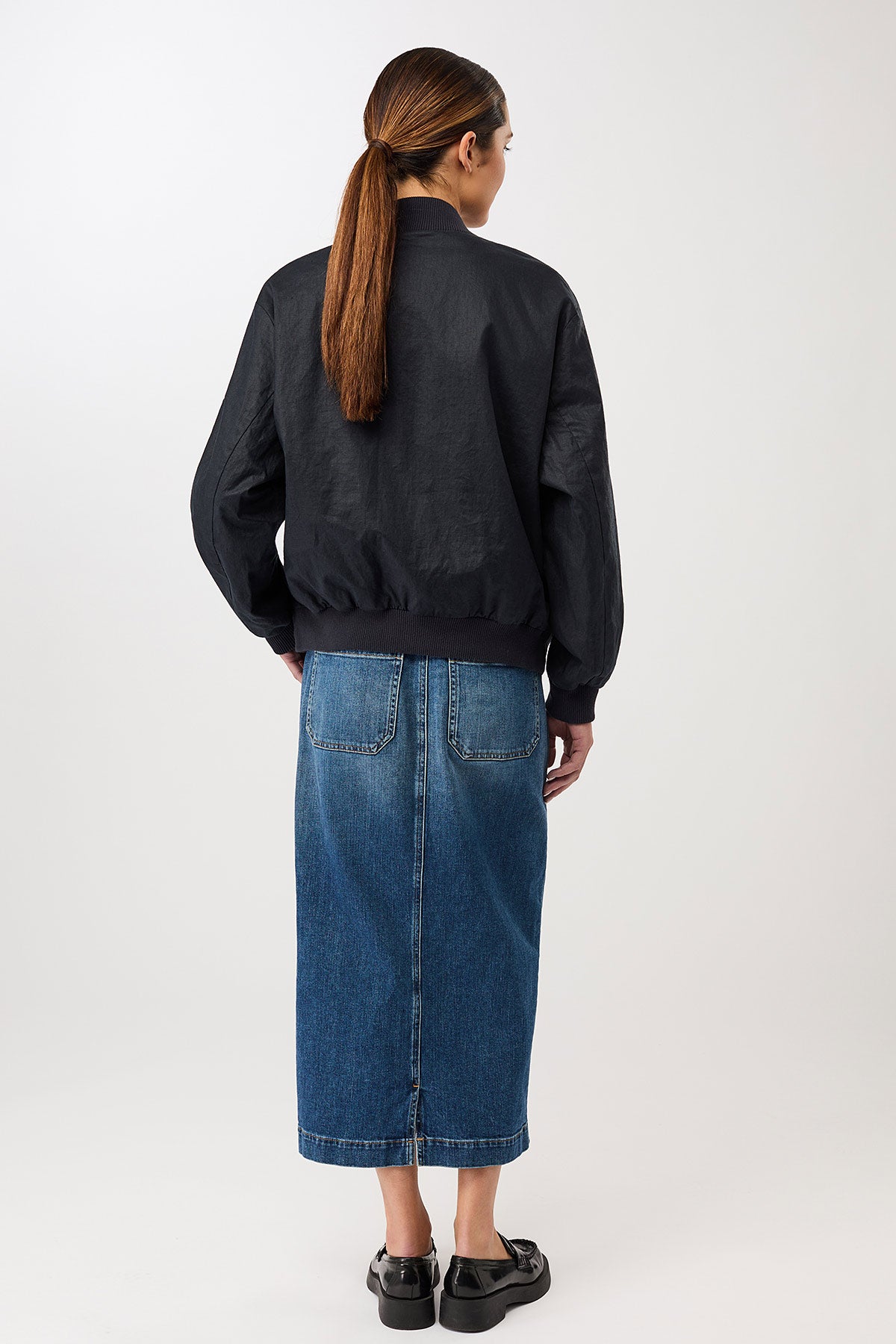Winton Linen Bomber Jacket Navy