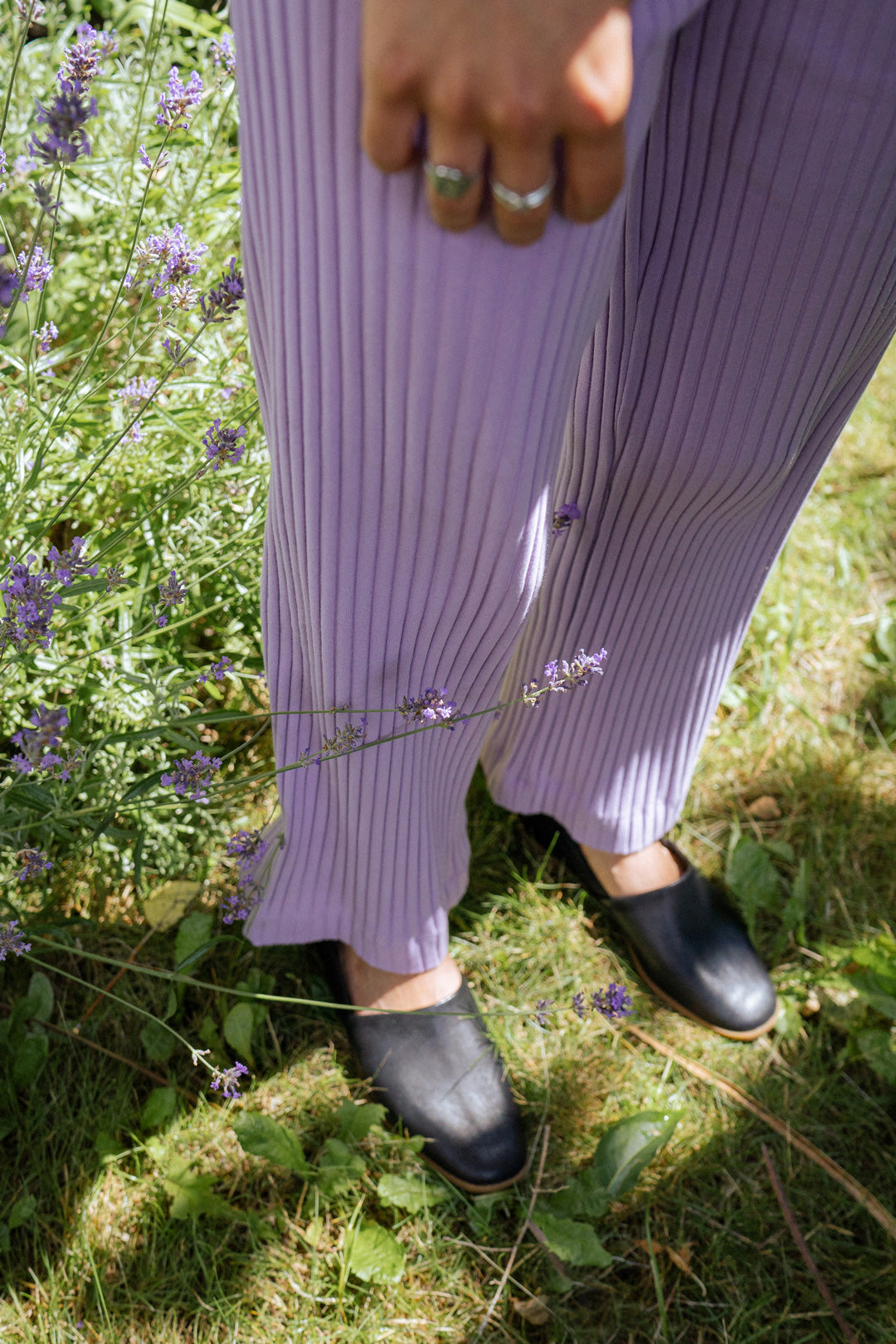 Ribbed Lounge Pants Washed Lavender - ROTHOLZ