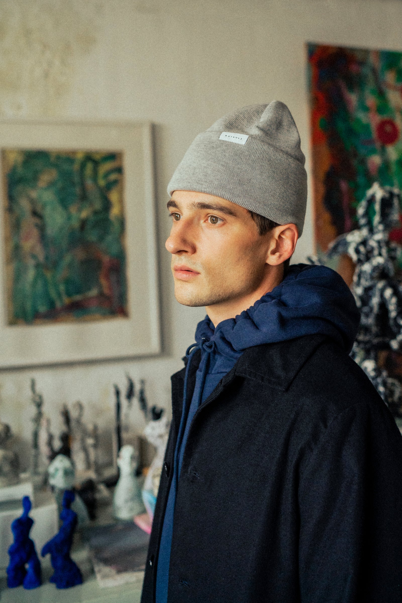 Merino Classic Fine Knit Beanie Grey - ROTHOLZ