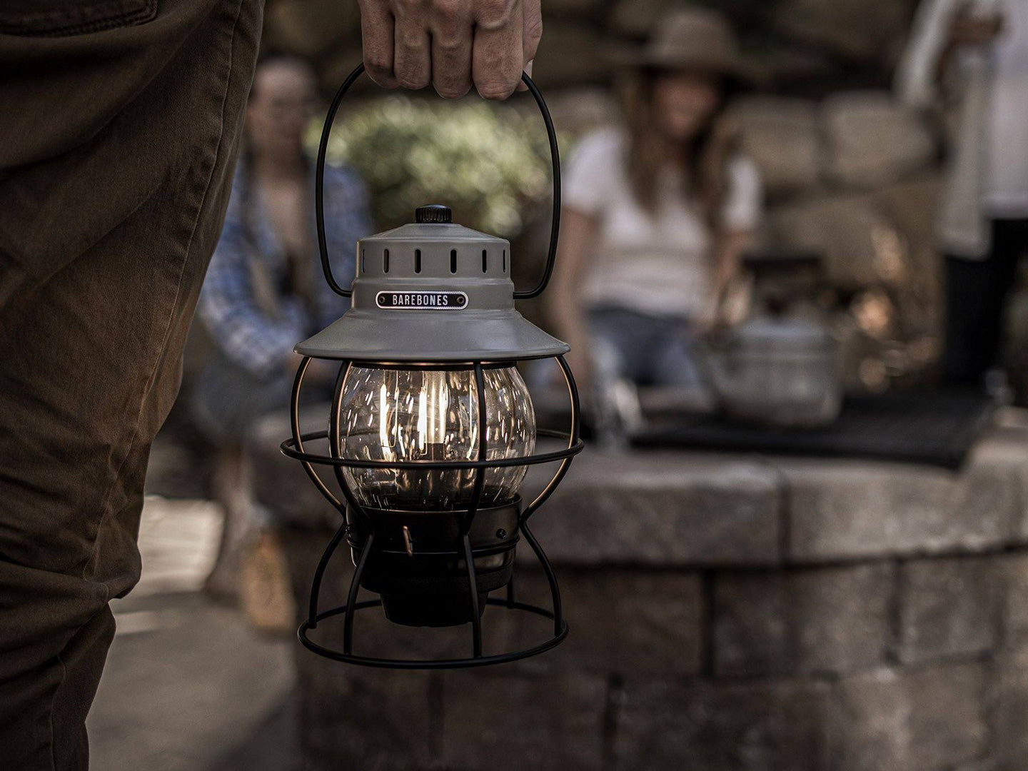Railroad Rechargeable Lantern Slate Grey - BAREBONES