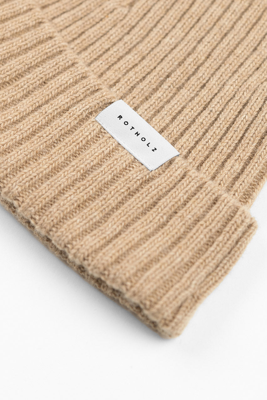 Classic Ribbed Wool Beanie Oatmeal - ROTHOLZ