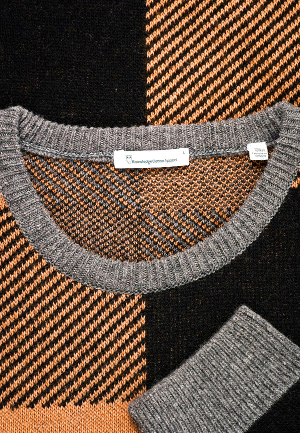 Pixel Checked Ekologisk Lammull - KNOWLEDGE COTTON APPAREL