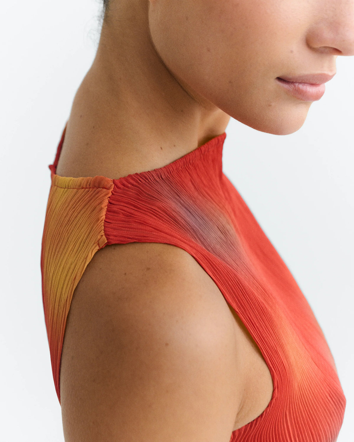 Red Flowers Pleated Dora Top