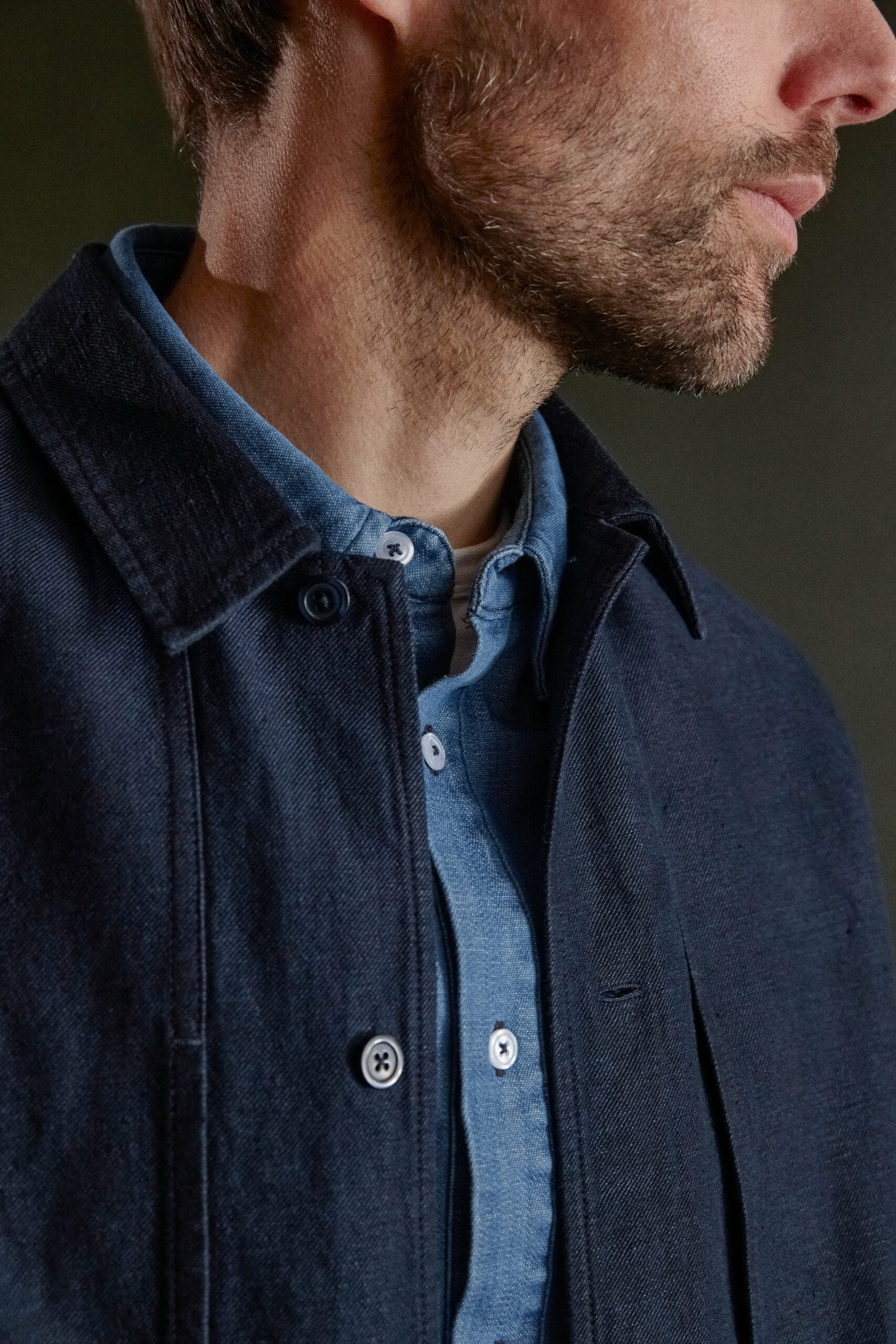 Owe Winter Linen Overshirt Navy - ABOUT COMPANIONS