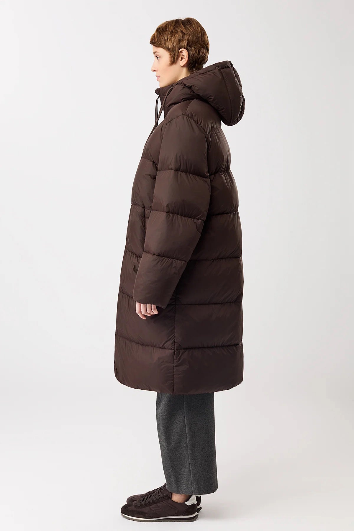 Coat Quilted Lightweight Puffer Eco Down Coffee