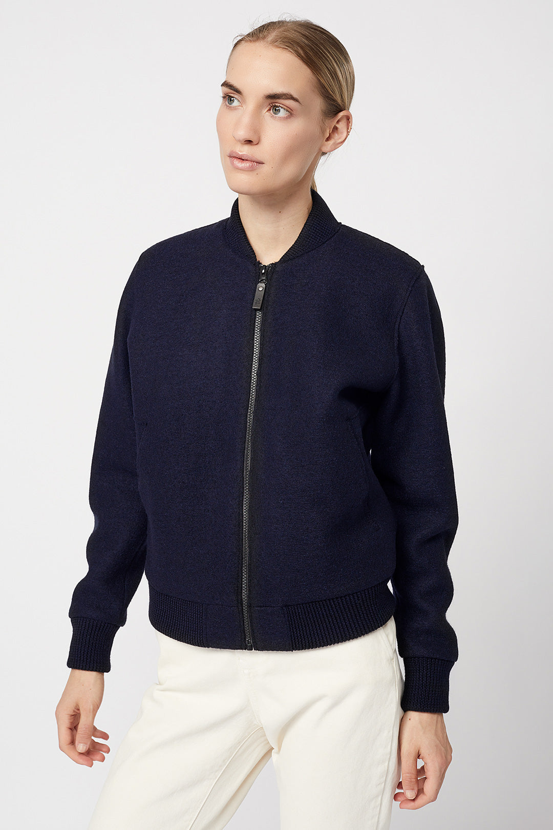 Brookway Bomber Organic Wool Navy - LANGERCHEN