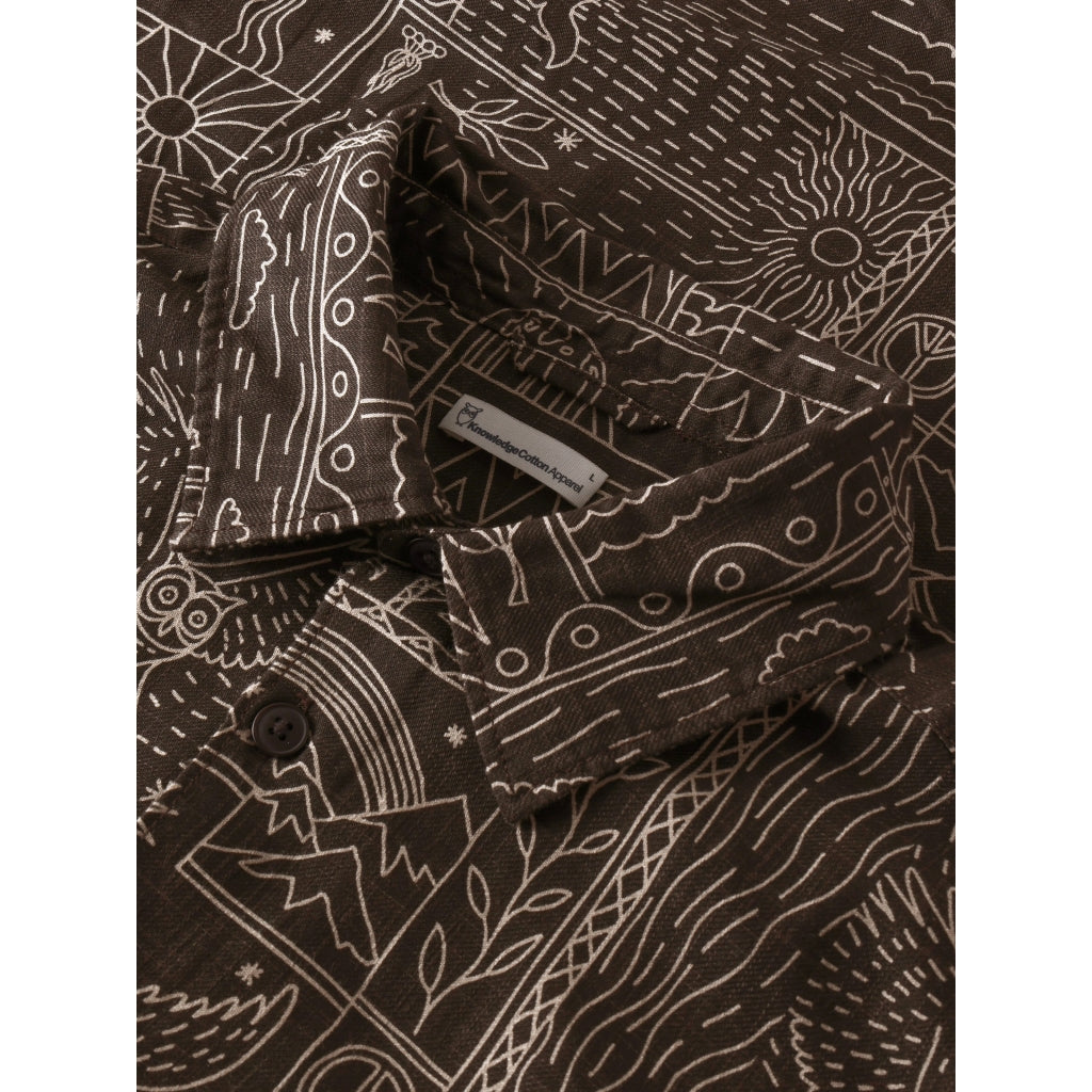 Sleet Comfort Print Shirt Dark Brown