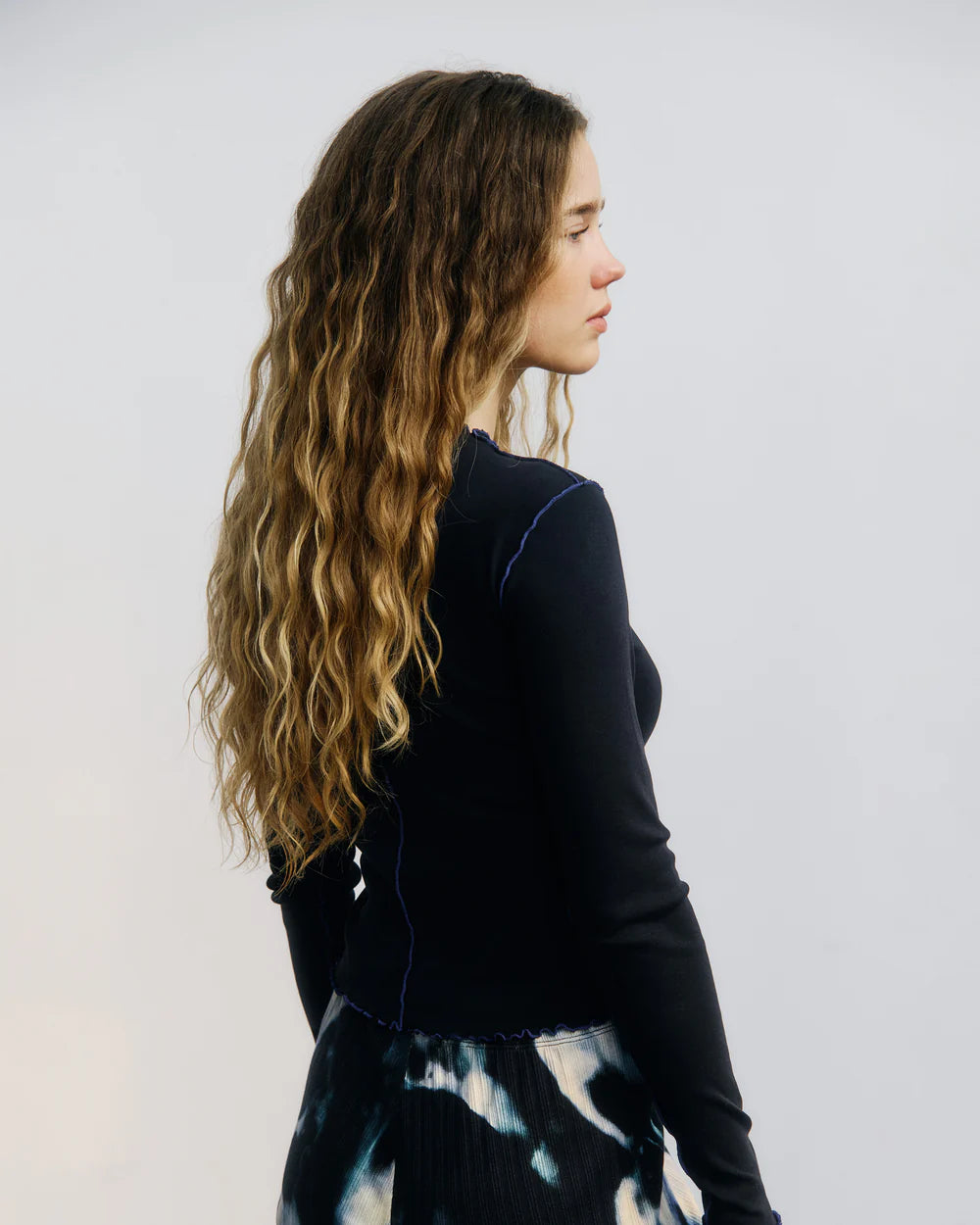 Pin-Tucked Longsleeve Organic Cotton True Black Rotholz