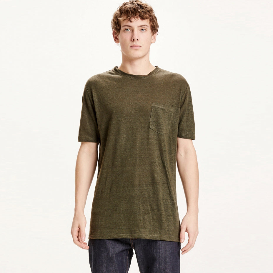 Alder Linen Tee Forest Night - KNOWLEDGE COTTON APPAREL