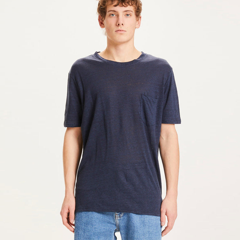 Alder Linen Tee Total Eclipse - KNOWLEDGE COTTON APPAREL