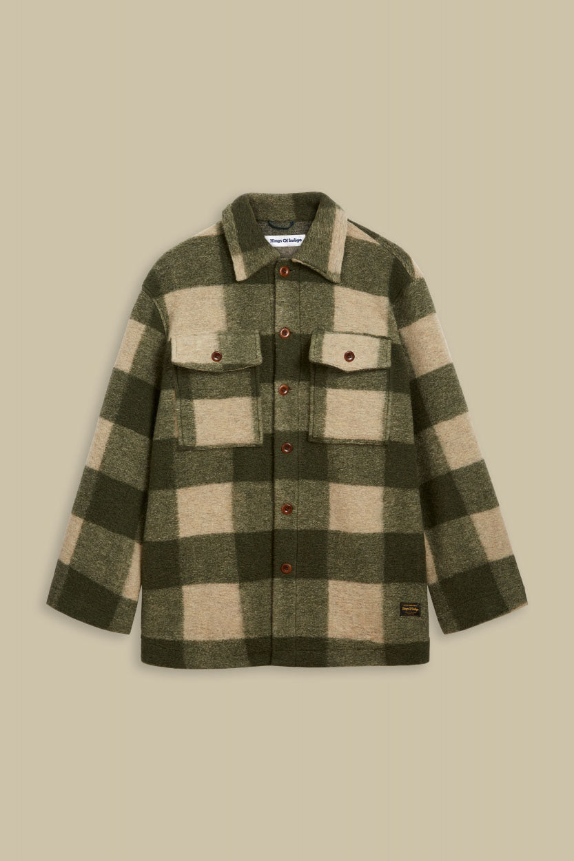 Ariko Wool Forest Green Check - KINGS OF INDIGO