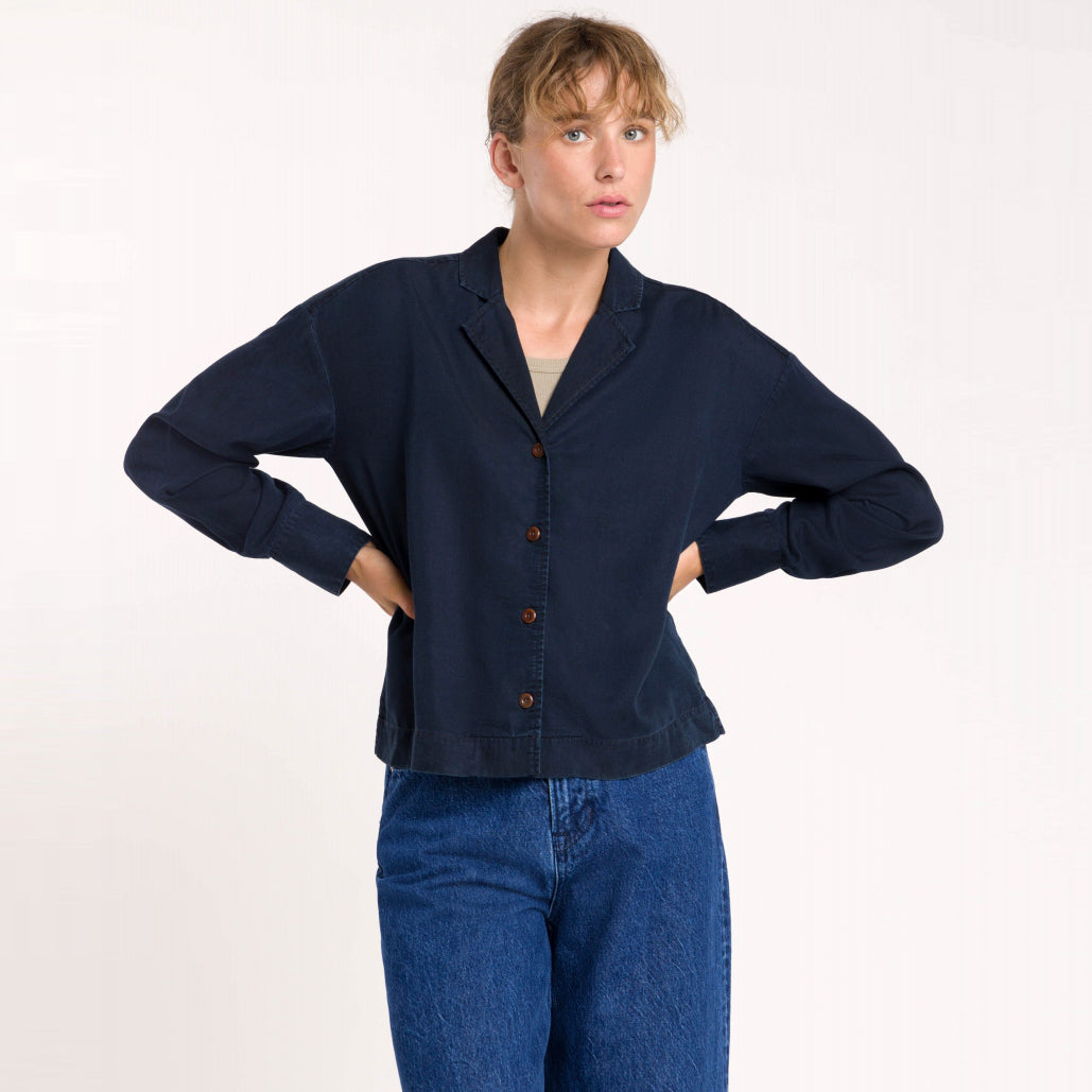 Athalie Tencel Blus Blue Black - KINGS OF INDIGO