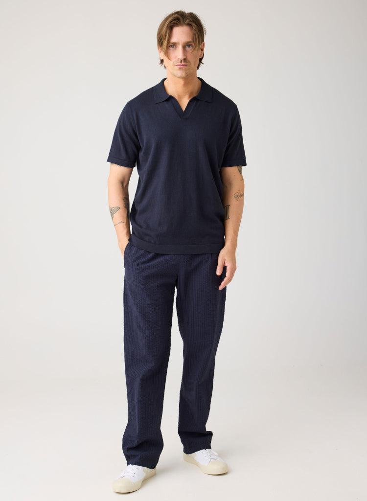 Fig Loose Seersucker Pants Night Sky