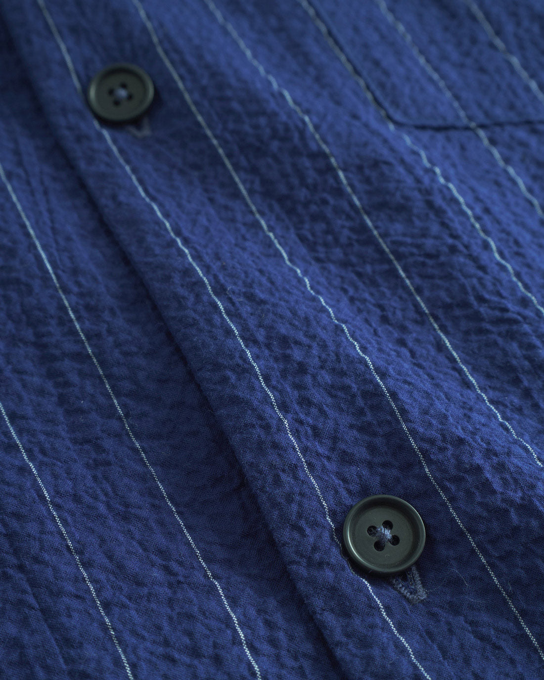 Bowling Shirt Organic Navy Pinstripe