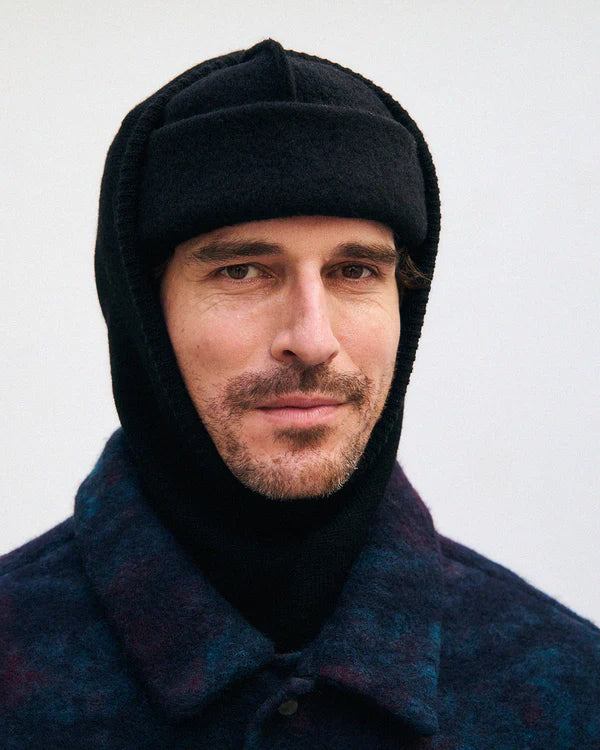 Balaclava Merino Wool Knit Hood True Black