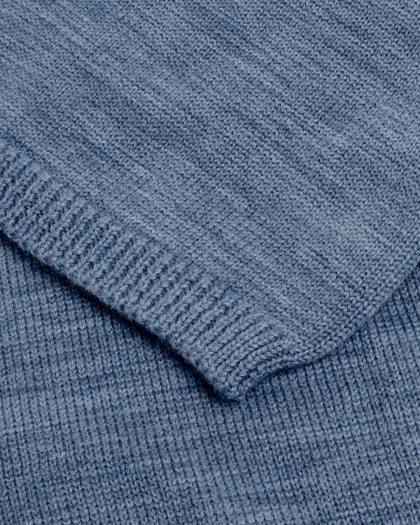 Balaclava Merino Wool Knit Hood Washed Blue