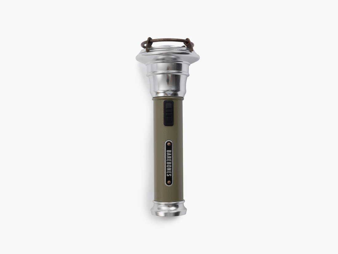 Vintage Rechargeable LED Flashlight Olive - BAREBONES