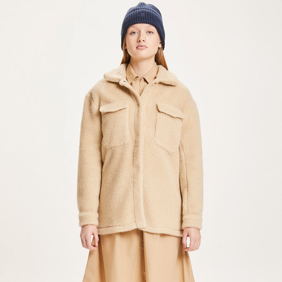 Betony Fleece Overshirt Beige - KNOWLEDGE COTTON APPAREL