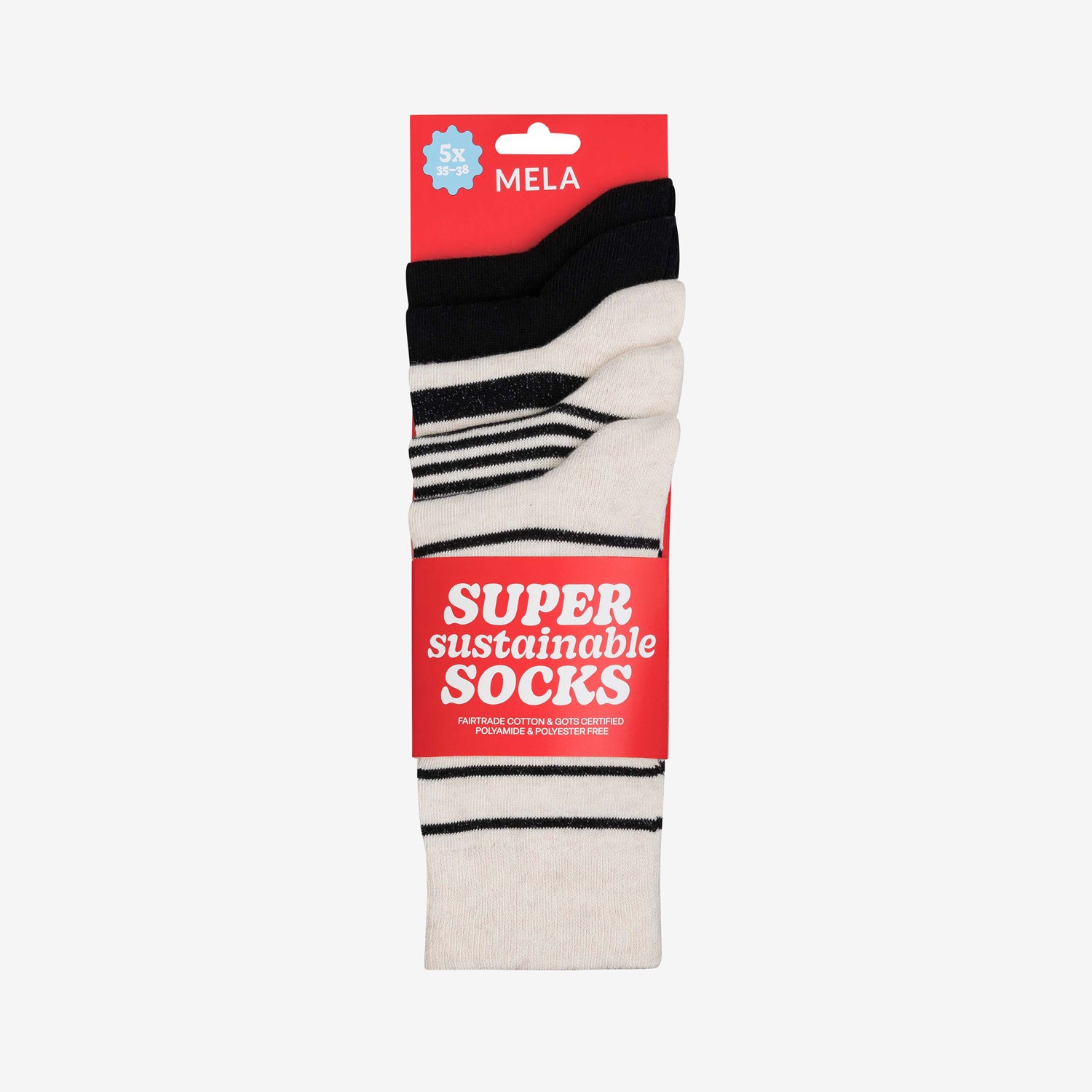 5-pack Super Sustainable Socks Black Stripes Mix
