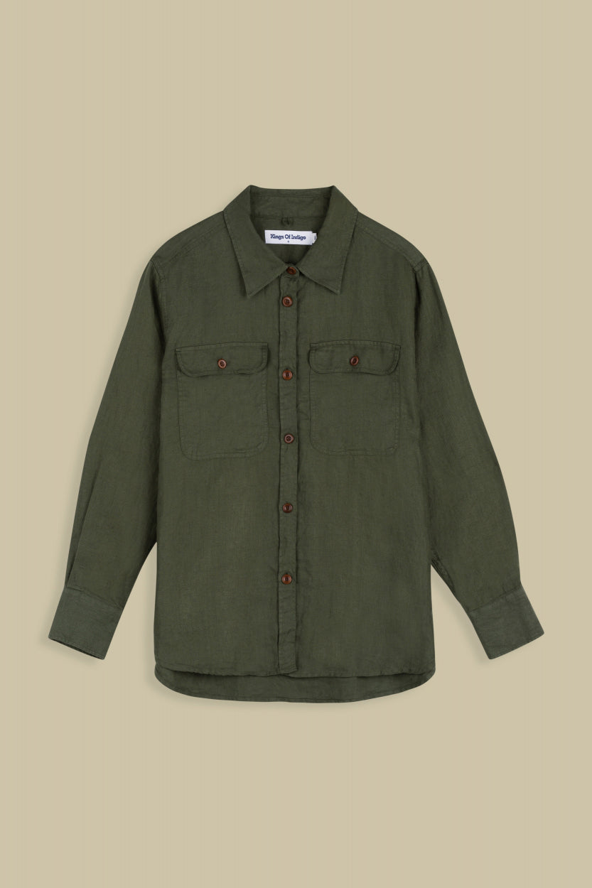 Charlene Heavy Linen Blouse - KINGS OF INDIGO
