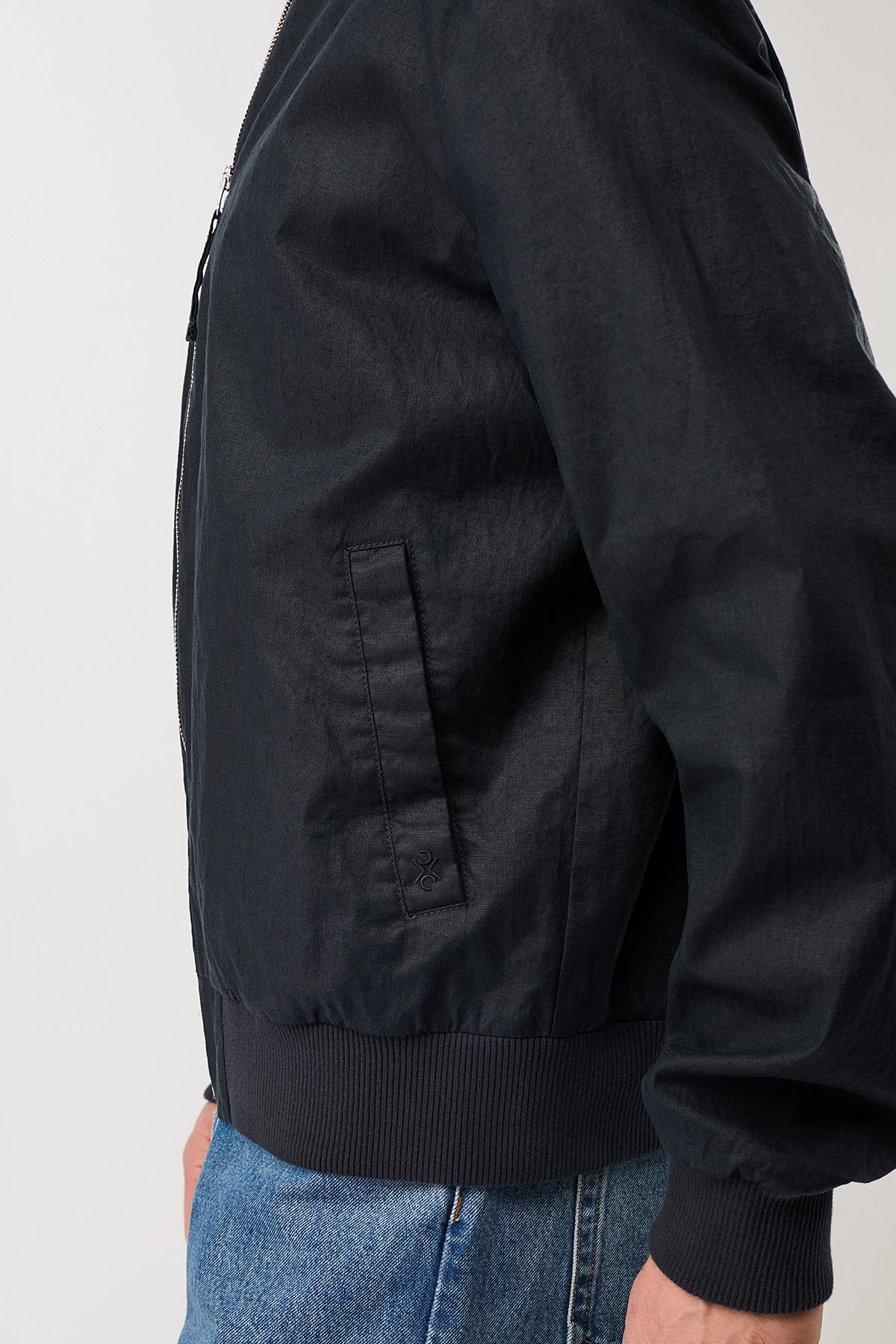 Koojan Linen Bomber Jacket Navy