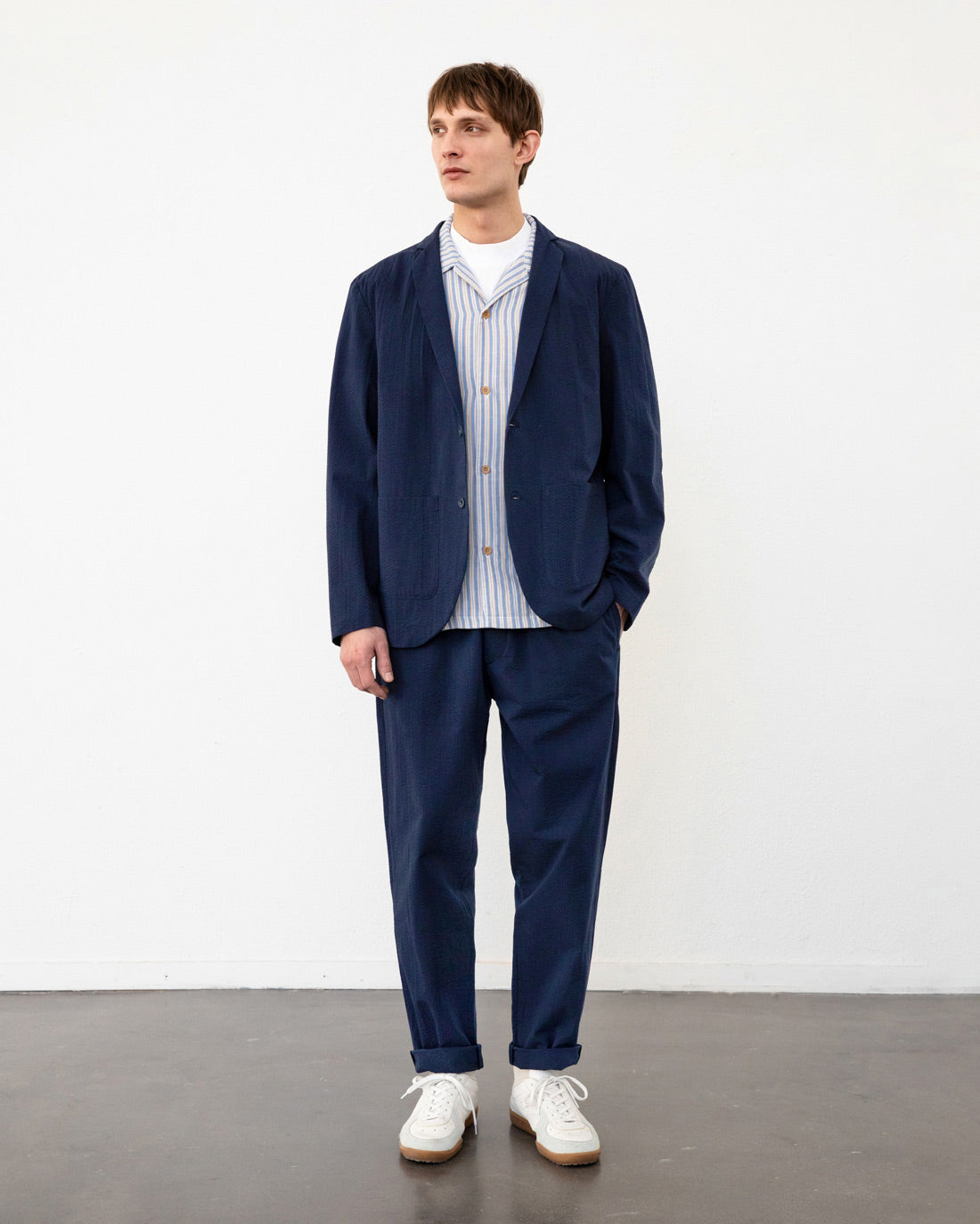Workwear Blazer Seersucker Dark Navy