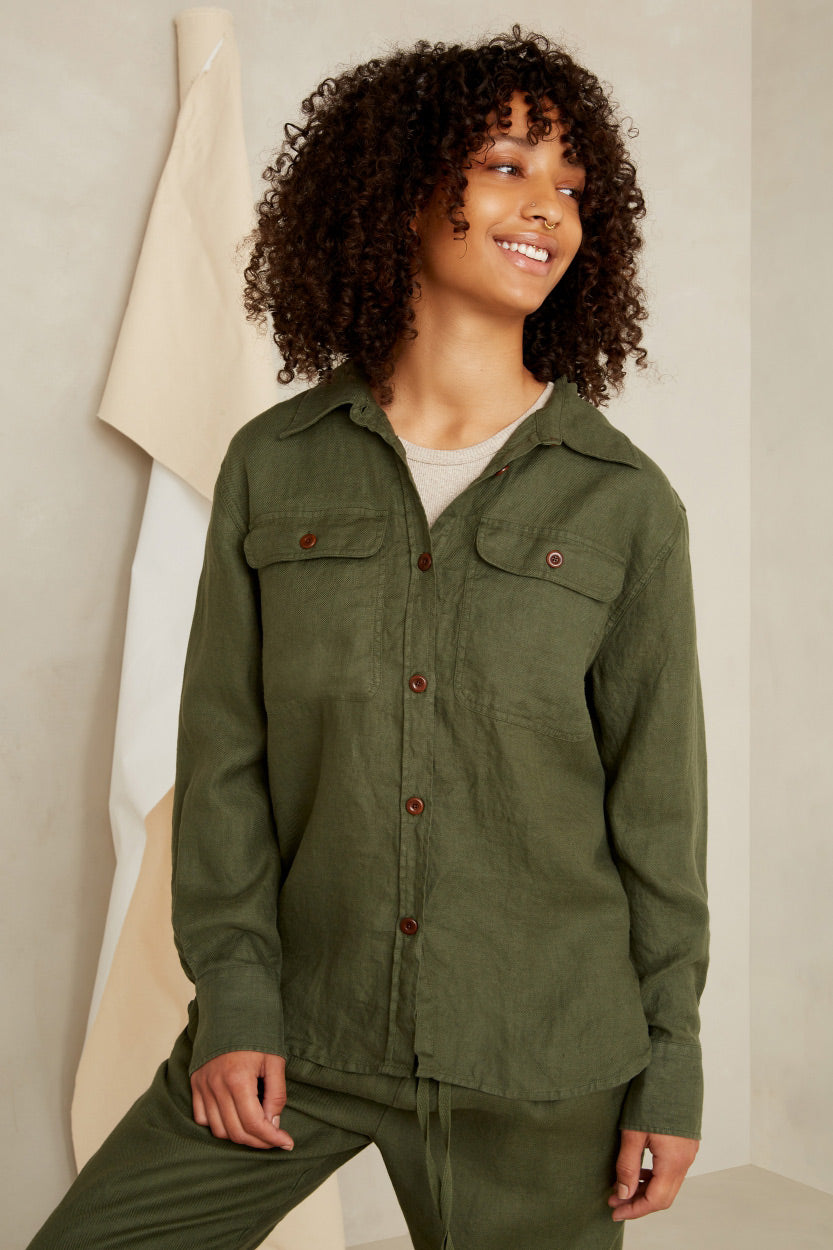 Charlene Heavy Linen Blouse - KINGS OF INDIGO