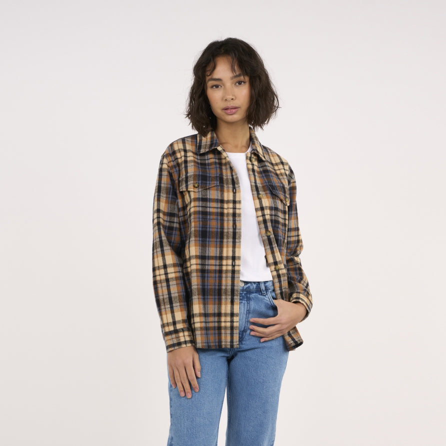 Checked Overshirt Brown Sugar - KNOWLEDGE COTTON APPAREL