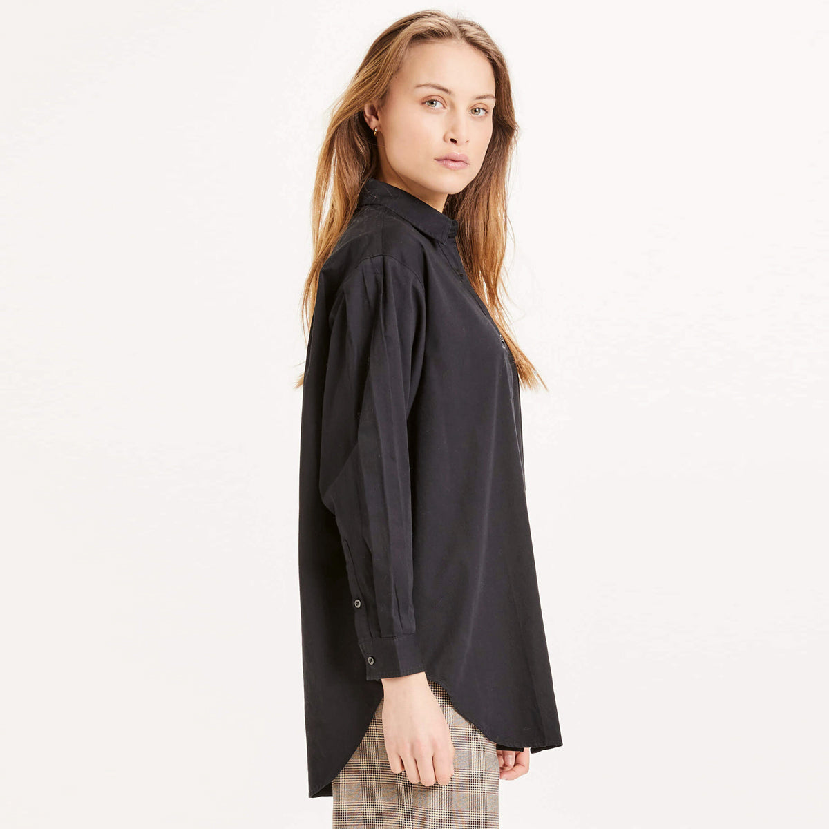 Classic Volume Sleeve Shirt Jet Black - KNOWLEDGE COTTON APPAREL