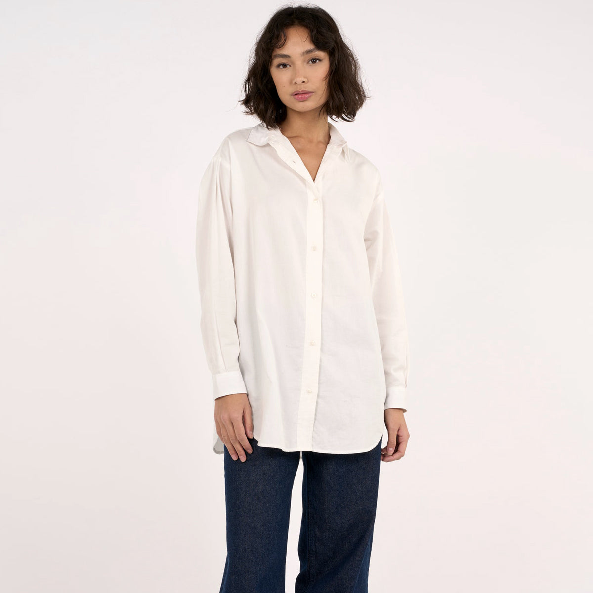 Classic Volume Sleeve Shirt Snow White - KNOWLEDGE COTTON APPAREL