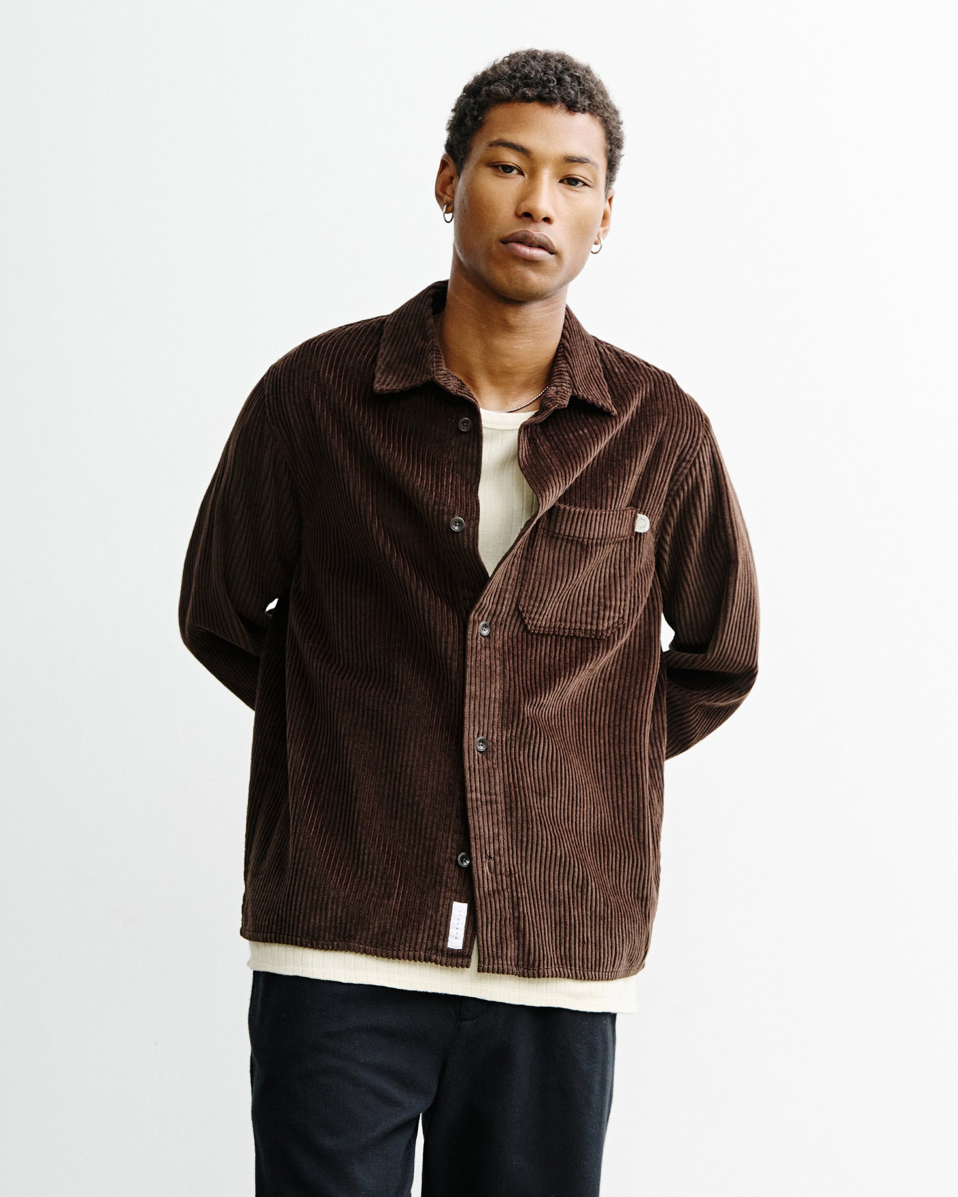 Corduroy Overshirt Casual Unisex Brown