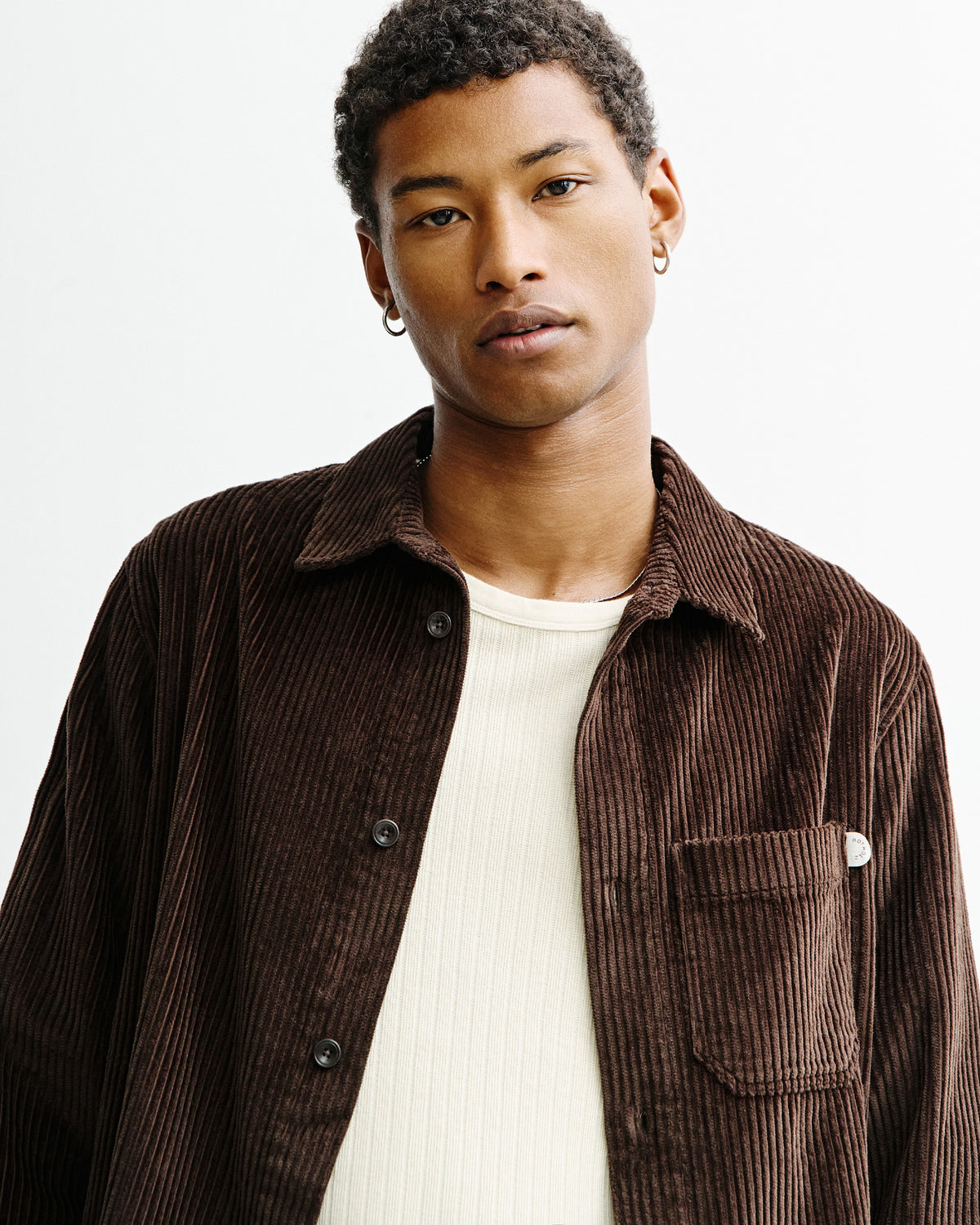 Corduroy Overshirt Casual Unisex Brown