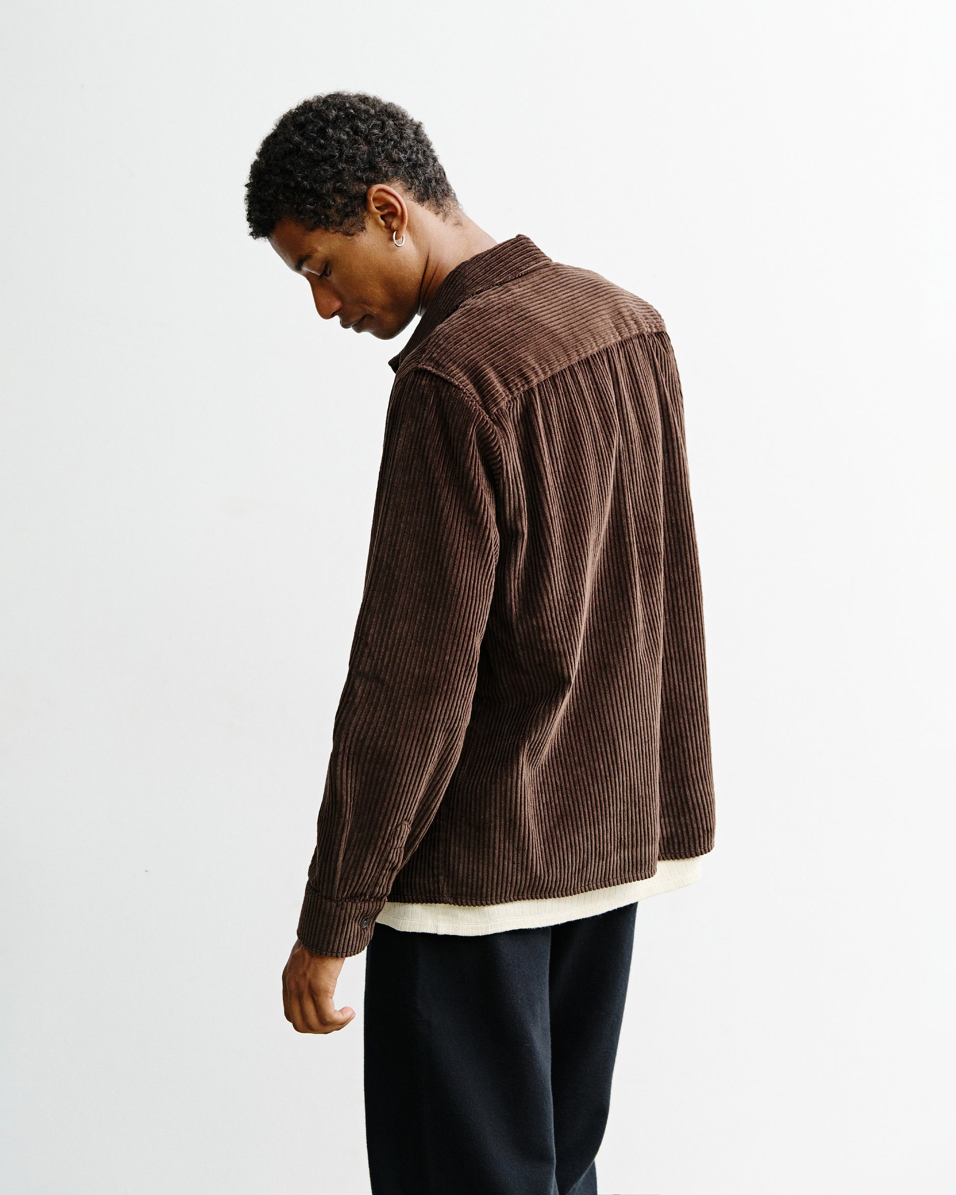 Corduroy Overshirt Casual Unisex Brown