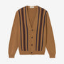 Creed Knitted Wool Blend Cardigan Brown Stripes