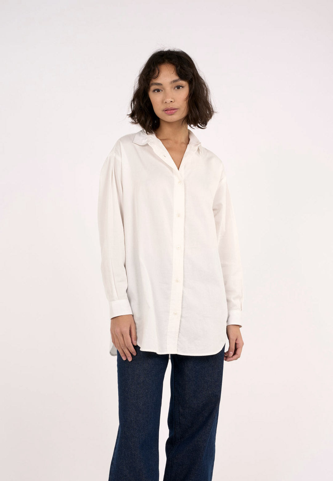 Classic Volume Sleeve Shirt Snow White - KNOWLEDGE COTTON APPAREL