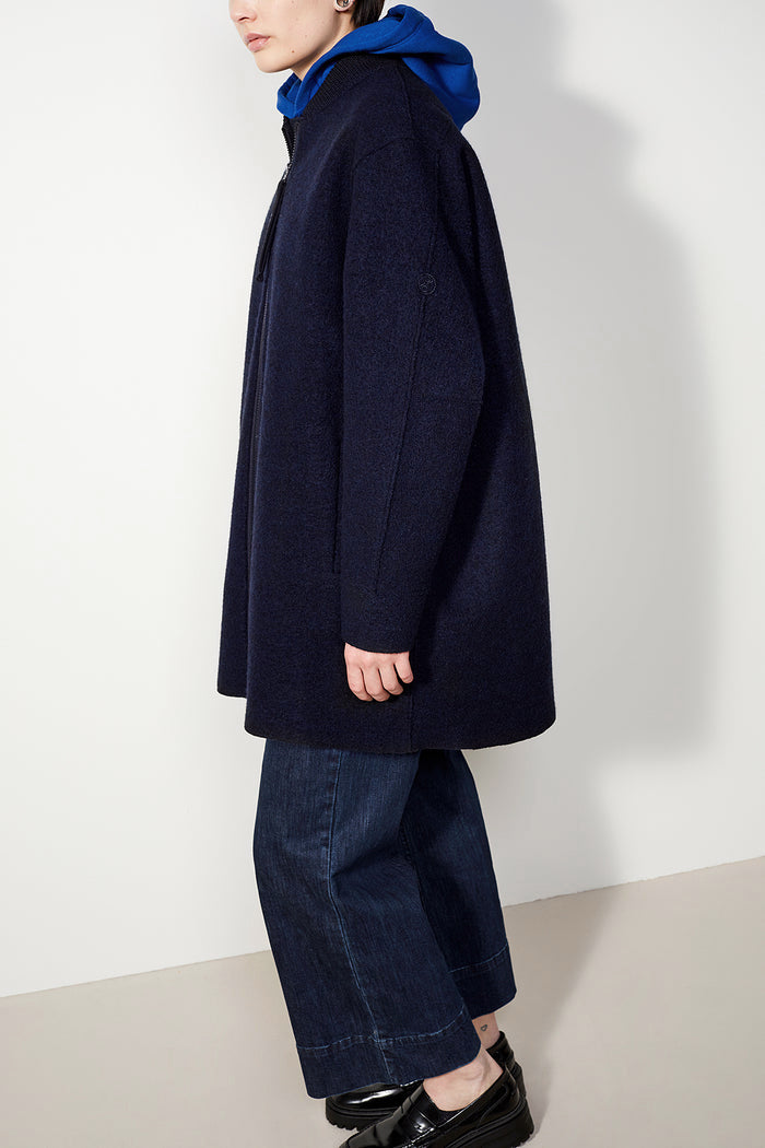 Tigart Organic Wool Coat Navy - LANGERCHEN