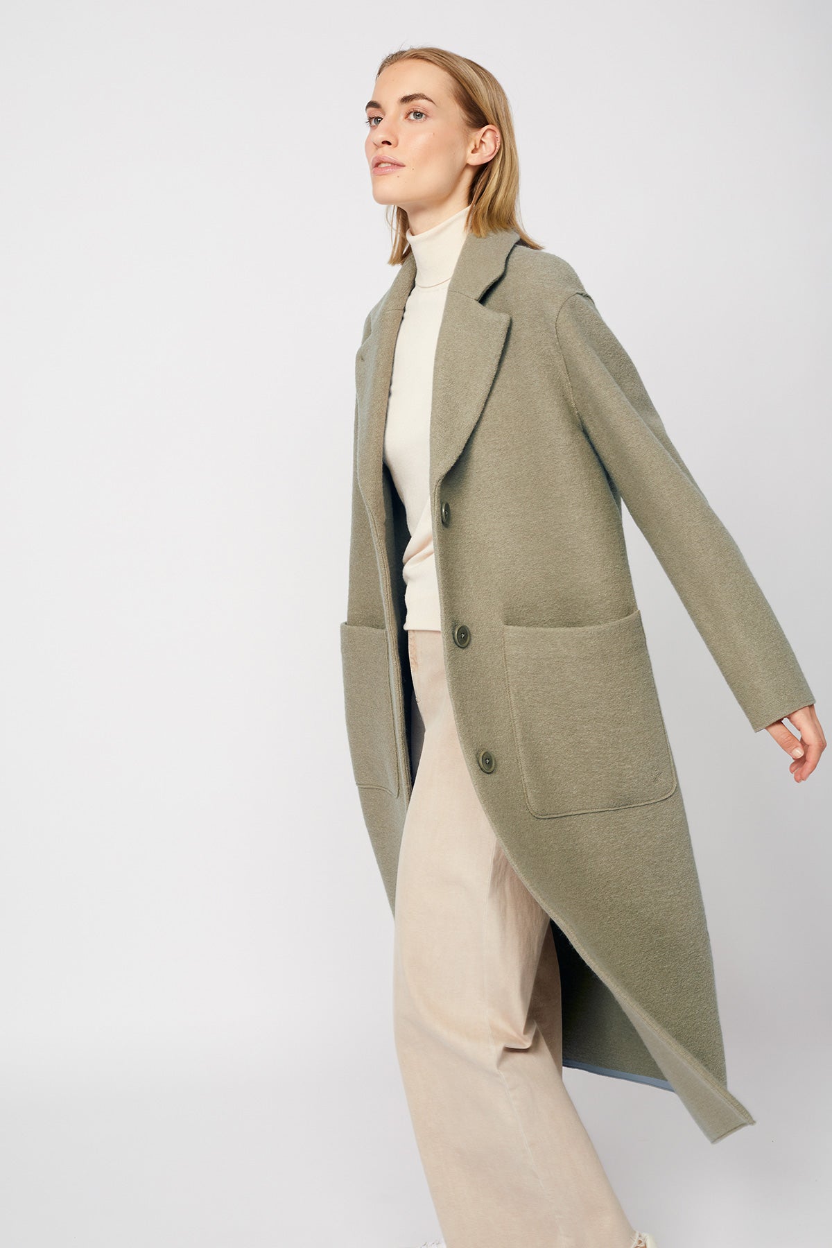 Carran Organic Wool Coat Salvia - LANGERCHEN