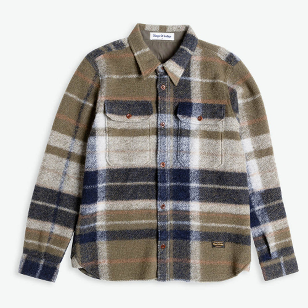 Donovan Wool Overshirt Olive Check - KINGS OF INDIGO
