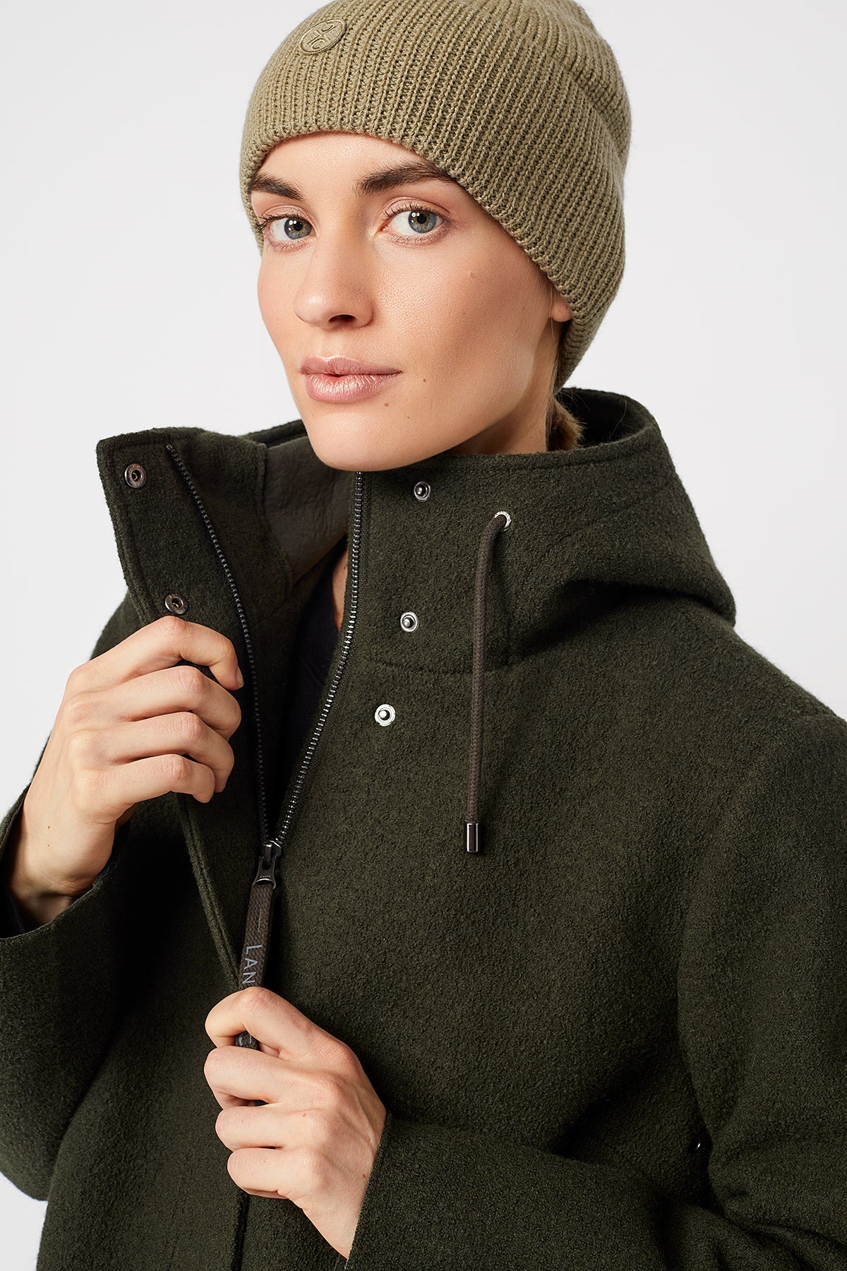 Milport Organic Wool Coat Dark Olive - LANGERCHEN