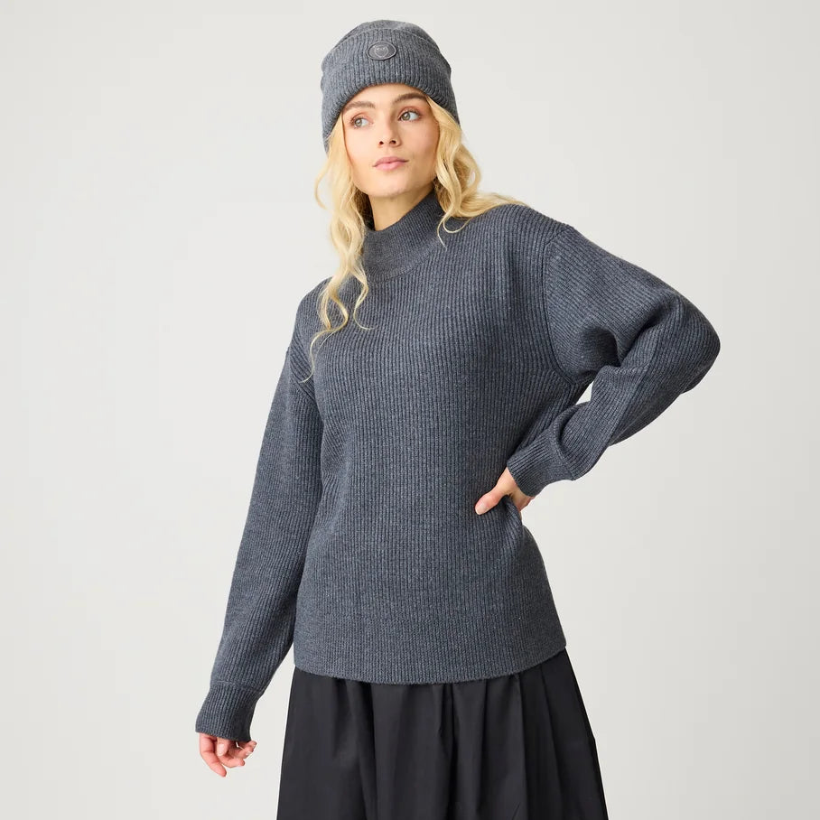 Merino High Neck Sweater Dark Grey Melange