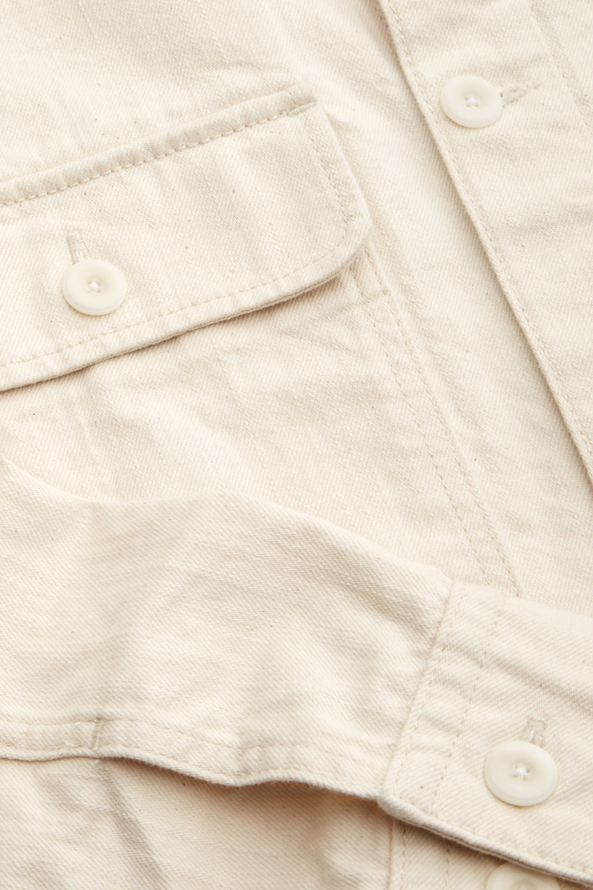 Thanos Ecru Heavy Canvas Overshirt - KINGS OF INDIGO