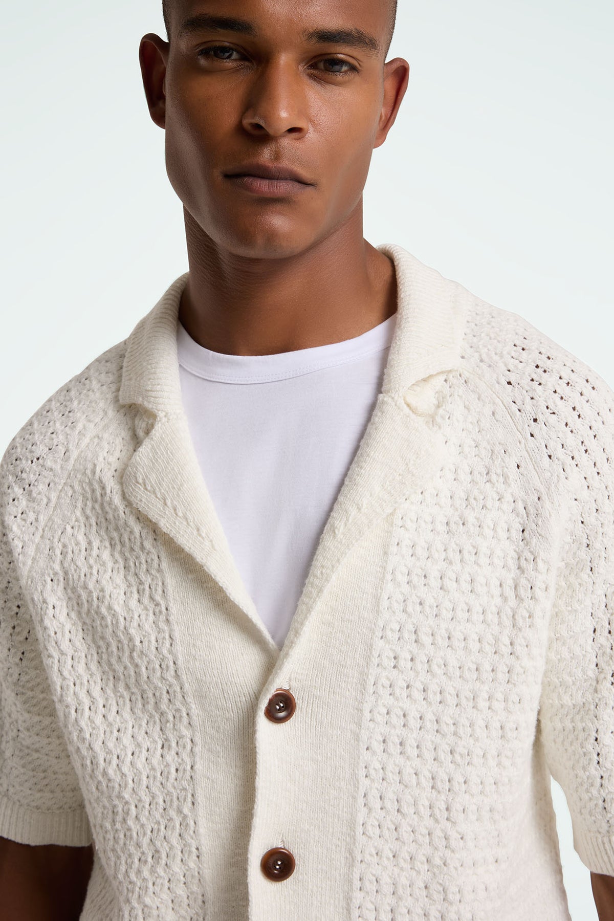 Egino White Short Sleeve Cardigan